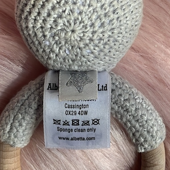 Albetta Crochet Mouse Baby Rattle Infant Ring Organic Cotton Knit Handmade - Picture 5 of 11